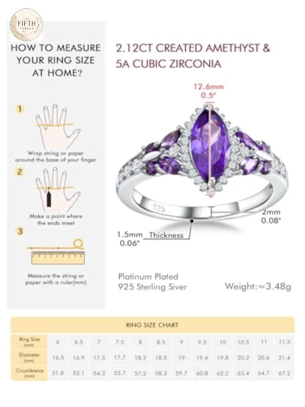 925 Sterling Silver Butterfly Birthstone Ring for Women with Lab-Created